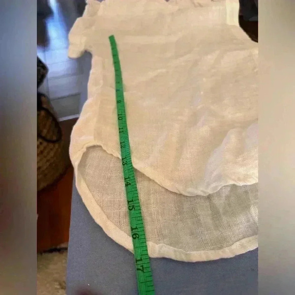 JAG 100% Linen Ruffled Collar White Blouse - Picture 5 of 7